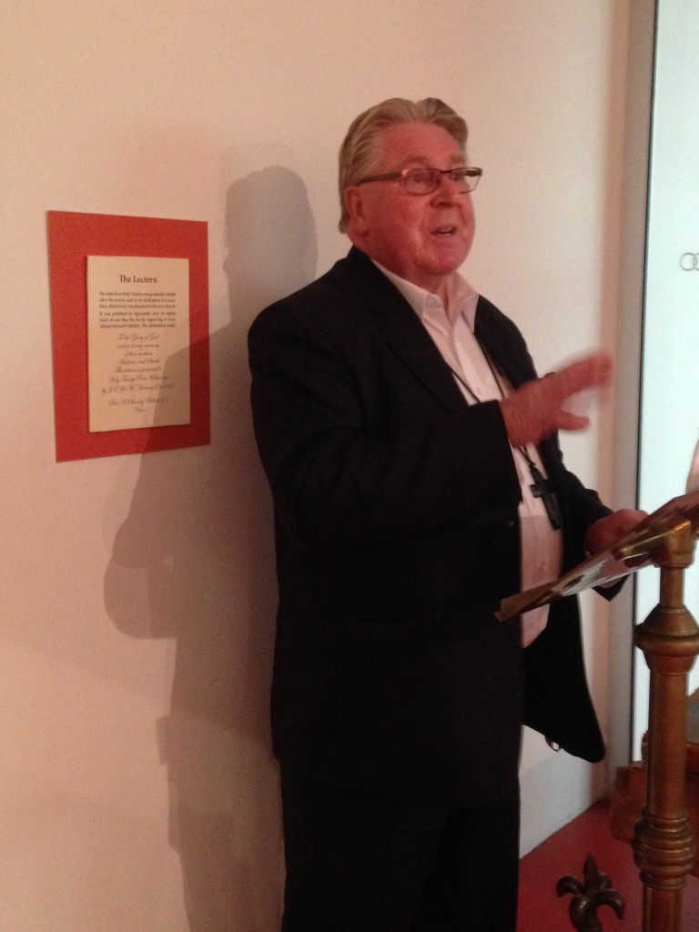 Rev Noel Whale launching the English Church at Sandridge Exhibition, Port Melbourne Town Hall