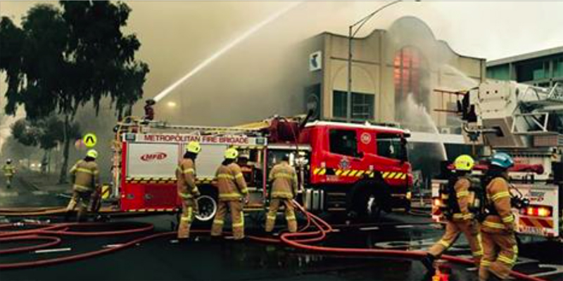 Fire at Port Theatre, Bay Street, Port Melbourne Sunday 30 August 2015 - Courtesy MFB Facebook Page