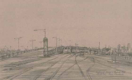 Centenary Bridge & Station Pier, March 1991 by Brian Cleveland