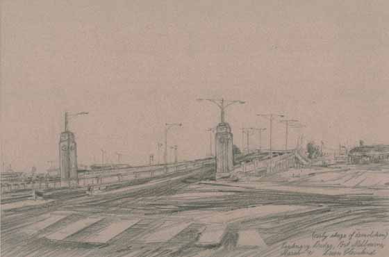 Centenary Bridge (early stage of demolition), Port Melbourne, March 1991 by Brian Cleveland