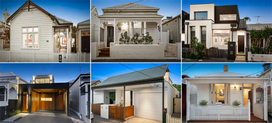 Six colour photographs of various housing styles